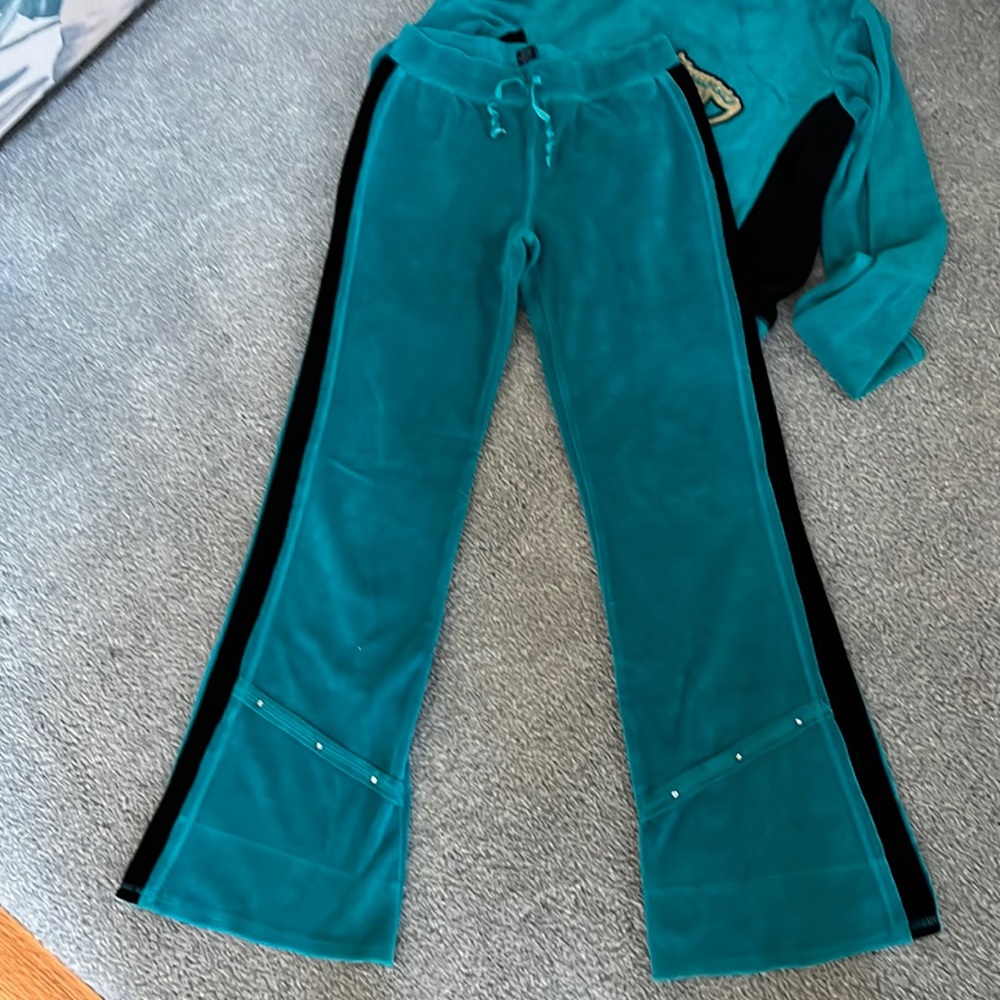 Kids Skechers Velour Track Suit, emerald green, Size L(12/14) - Picture 6 of 9